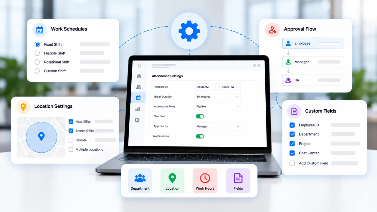 Fully customisable 1UPAMS attendance dashboard with configurable fields, roles and settings