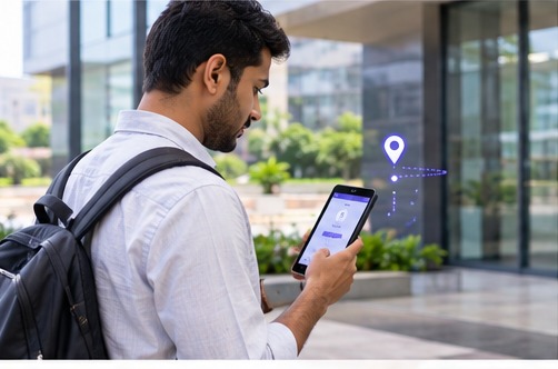 Remote employee marking attendance on a smartphone with location verification