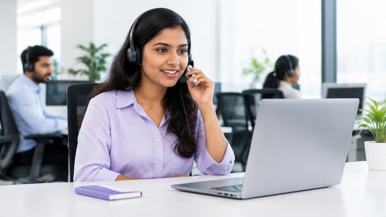 Customer support specialist assisting a caller