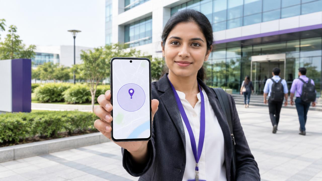 Mobile attendance with location verification outside an office