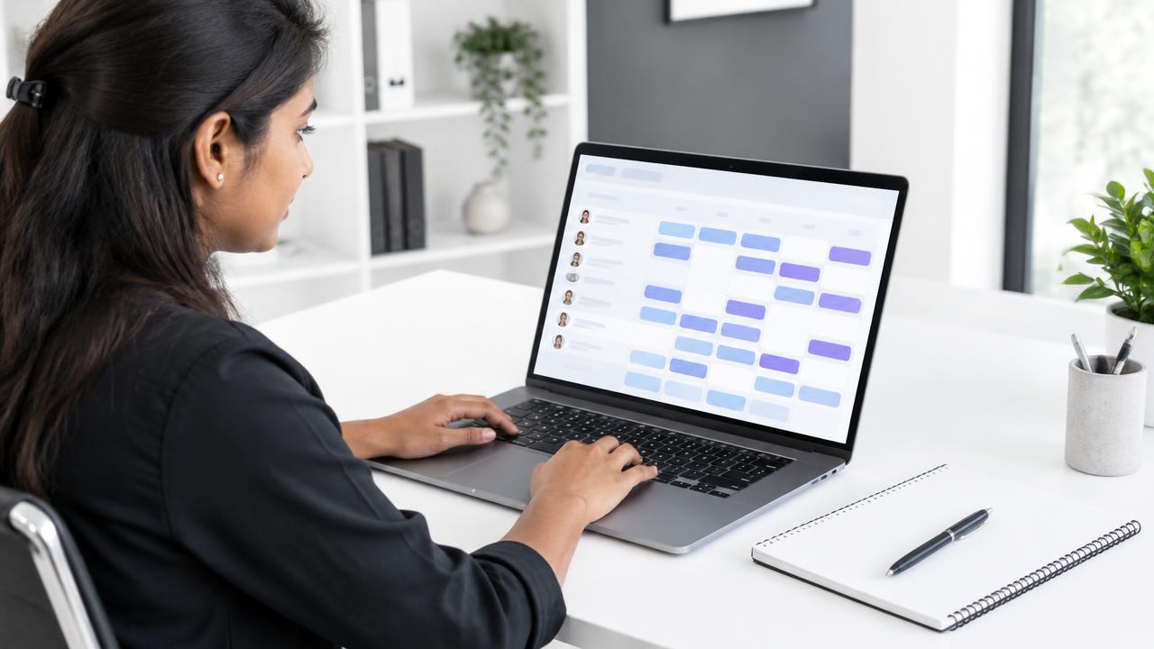 HR planner reviewing a weekly employee shift schedule